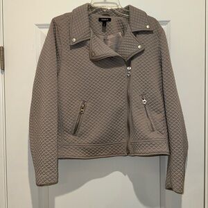 TORRID PEBBLE GREY QUILTED‎ KNIT MOTO JACKET - 2